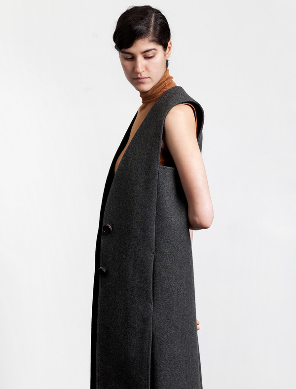 Lemaire Long Vest Wool Graphite Lemaire Long Vest Wool Graphite