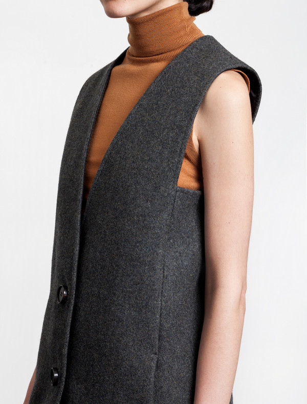 Lemaire Long Vest Wool Graphite Lemaire Long Vest Wool Graphite