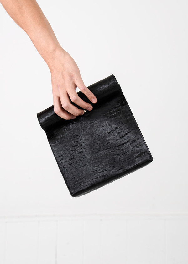 S M K Black Velvet Foldover Bag S M K Black Velvet Foldover Bag