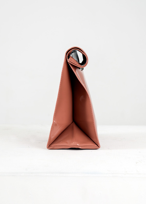 S M K Dark Camel Foldover Bag S M K Dark Camel Foldover Bag