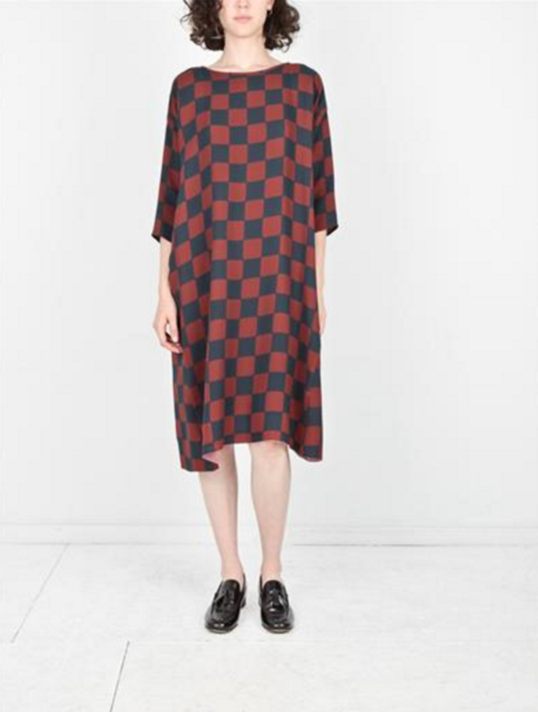 Creatures of Comfort ROMAN DRESS - RUST CHECK Creatures of Comfort ROMAN DRESS - RUST CHECK
