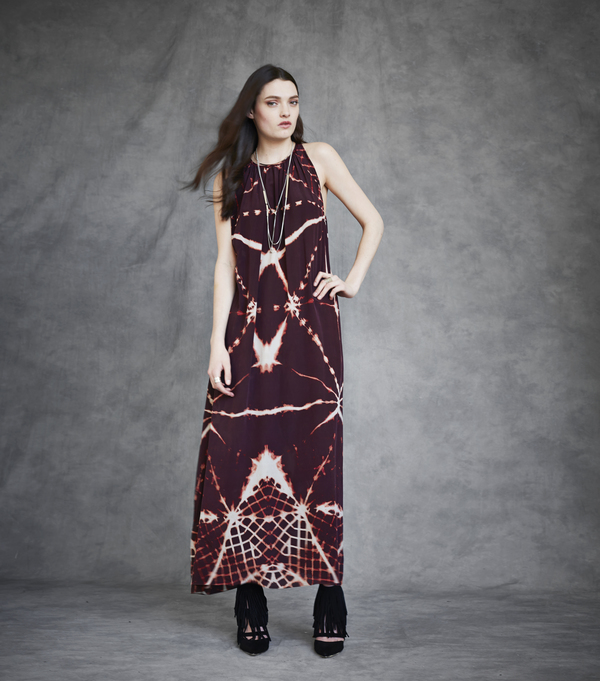 Laura Siegel Multi-Clamp Print Silk Sleeveless Maxi Dress Laura Siegel Multi-Clamp Print Silk Sleeveless Maxi Dress