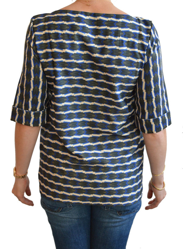 Lauren Moffatt Blue Arrow Boatneck Top Lauren Moffatt Blue Arrow Boatneck Top