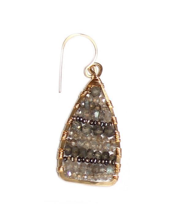 James and Jezebelle Labradroite & Pearl Wire Earrings (med) James and Jezebelle Labradroite & Pearl Wire Earrings (med)