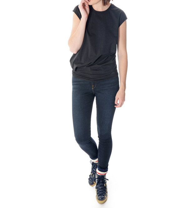 08sircus Black Cap Sleeve T-Shirt 08sircus Black Cap Sleeve T-Shirt