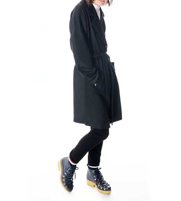 08sircus Black Wool Coat with Belt 08sircus Black Wool Coat with Belt