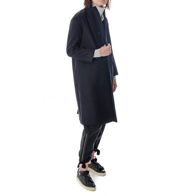 08sircus Long Coat with Button Closure 08sircus Long Coat with Button Closure
