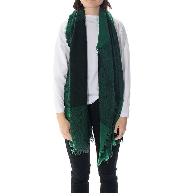 destin Green Plaid Fuffy Stola Scarf destin Green Plaid Fuffy Stola Scarf