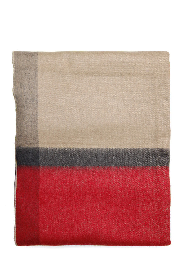 Alpaca Wool Blanket Beige Red Stripe Alpaca Wool Blanket Beige Red Stripe