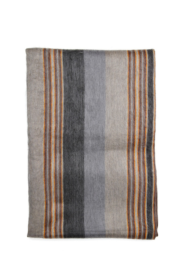 Alpaca Wool Blanket Grey Pewter Stripe Alpaca Wool Blanket Grey Pewter Stripe