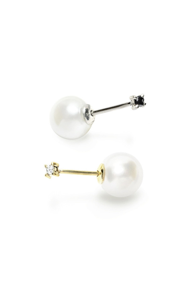 Sara Lasry 18K Yellow Gold & Black Diamond Pearl Stud Sara Lasry 18K Yellow Gold & Black Diamond Pearl Stud