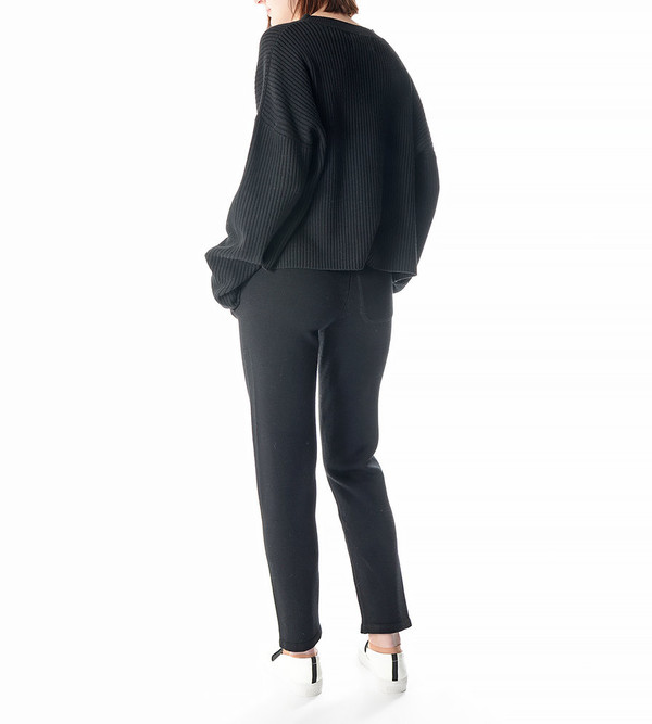Charlie May Black Wool Track Pant Charlie May Black Wool Track Pant