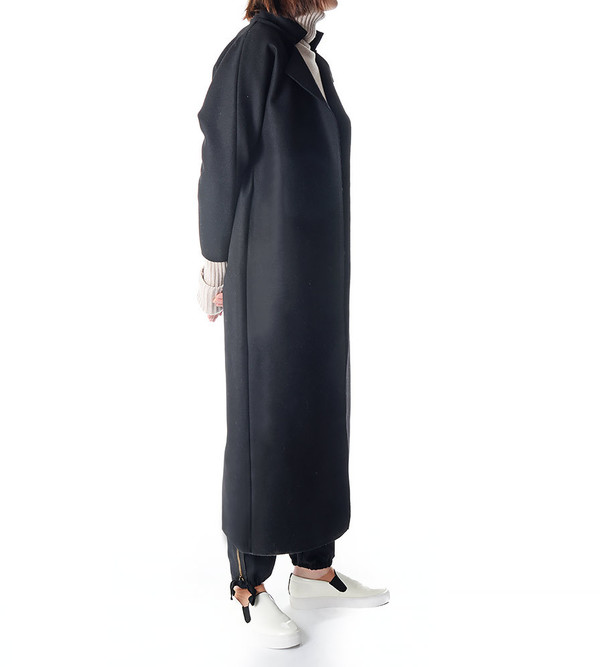 Charlie May Black Wool/Felt Kimono Coat Charlie May Black Wool/Felt Kimono Coat