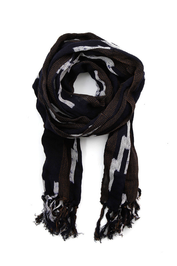 Kiriko Karu Ori Brown Navy Arrow Scarf Kiriko Karu Ori Brown Navy Arrow Scarf