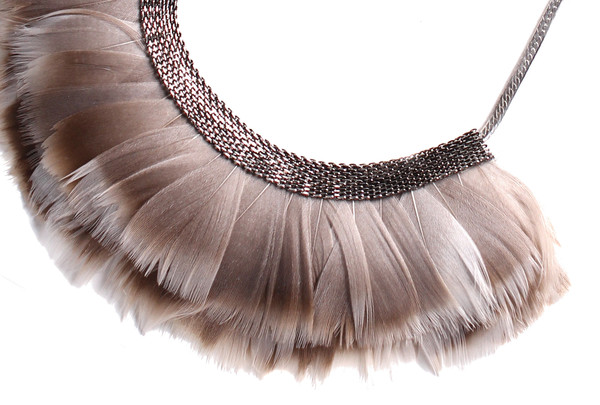 Serefina Mesh Feather Bib Statement Necklace Serefina Mesh Feather Bib Statement Necklace