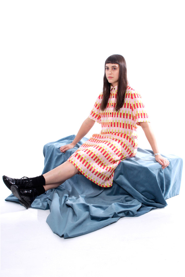 Dusen Dusen Vertical Bricks Long Collared Dress Dusen Dusen Vertical Bricks Long Collared Dress