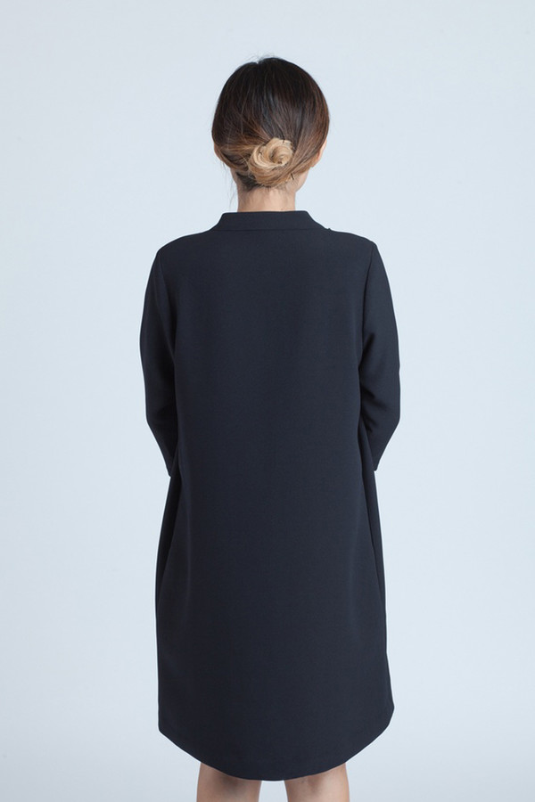 Kaarem Black Blue Mock-neck Dress Kaarem Black Blue Mock-neck Dress