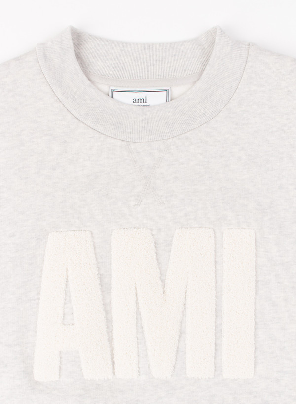 Men's AMI Alexandre Mattiusi AMI Crew Neck Sweatshirt Grege Men's AMI Alexandre Mattiusi AMI Crew Neck Sweatshirt Grege