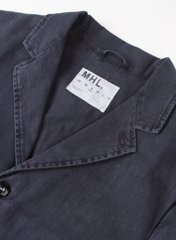 Men's MHL Margaret Howell Flap Pocket Blazer Indigo Men's MHL Margaret Howell Flap Pocket Blazer Indigo