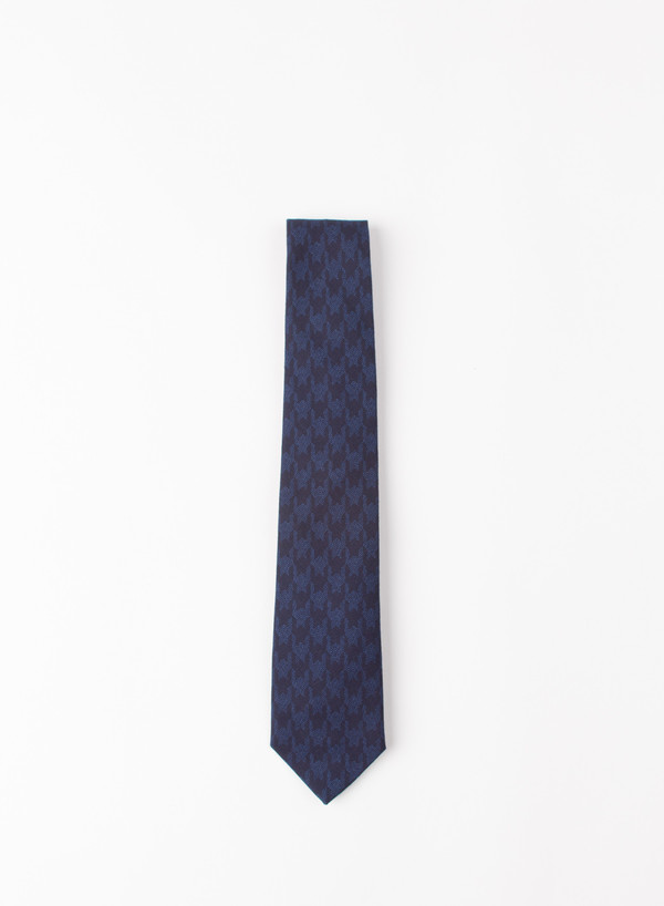 Blue Blue Japan Indigo Houndstooth Flannel Over Printed Tie Blue Blue Japan Indigo Houndstooth Flannel Over Printed Tie