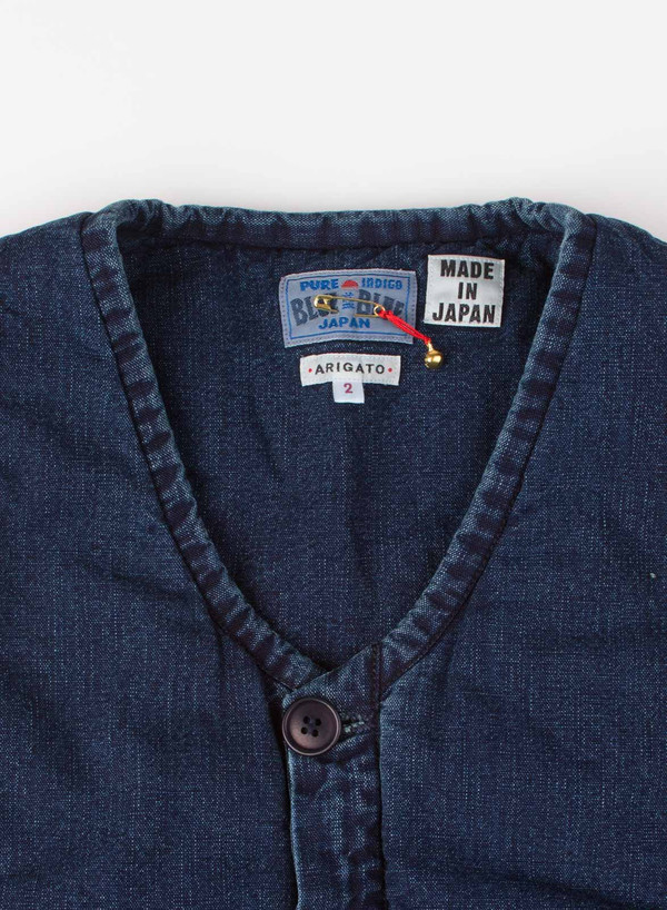 Men's Blue Blue Japan Indigo Puffy Over Vest Men's Blue Blue Japan Indigo Puffy Over Vest