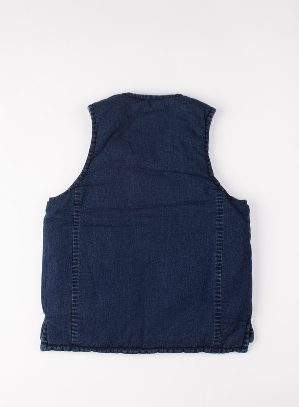 Men's Blue Blue Japan Indigo Puffy Over Vest Men's Blue Blue Japan Indigo Puffy Over Vest