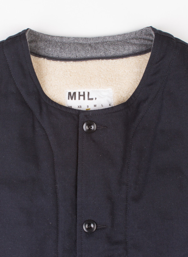 Men's MHL Margaret Howell Jerkin Cavalry Twill Navy Men's MHL Margaret Howell Jerkin Cavalry Twill Navy