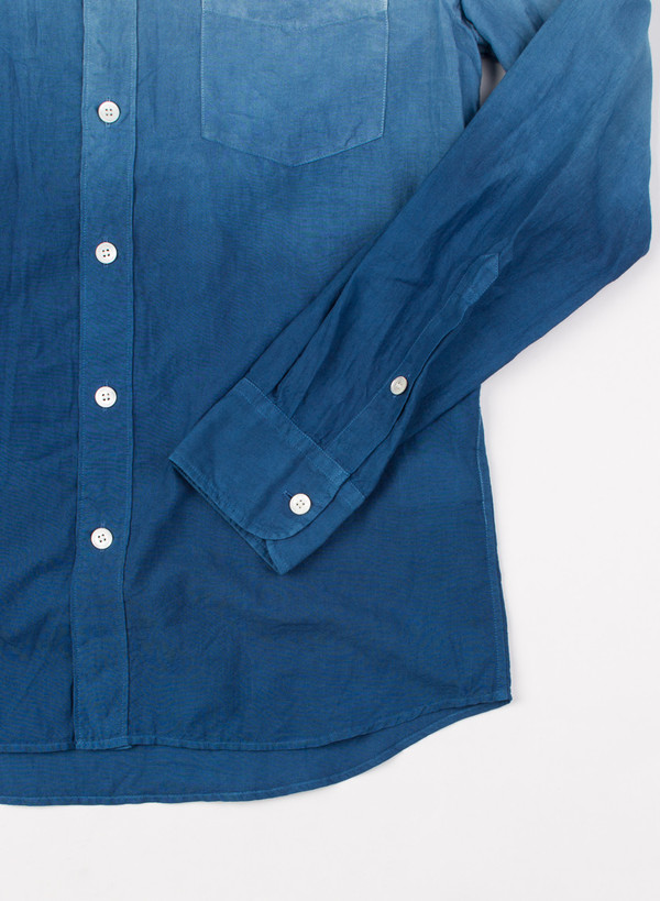Men's Blue Blue Japan Pure Indigo Gradation Cotton LS Shirt Men's Blue Blue Japan Pure Indigo Gradation Cotton LS Shirt