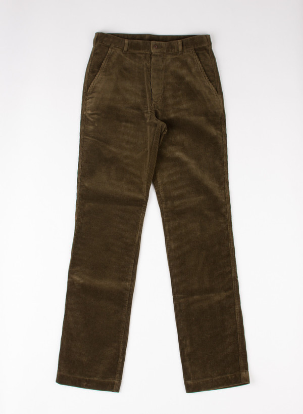 Men's MHL Margaret Howell Slim Chino Heavy Corduroy Army Green Men's MHL Margaret Howell Slim Chino Heavy Corduroy Army Green