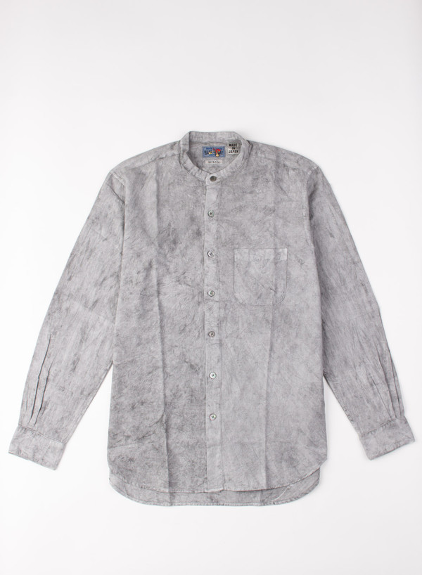 Sumi Ink Dyed Twill Stand Collar Over Shirt Sumi Ink Dyed Twill Stand Collar Over Shirt