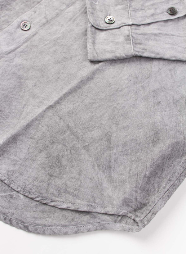 Sumi Ink Dyed Twill Stand Collar Over Shirt Sumi Ink Dyed Twill Stand Collar Over Shirt