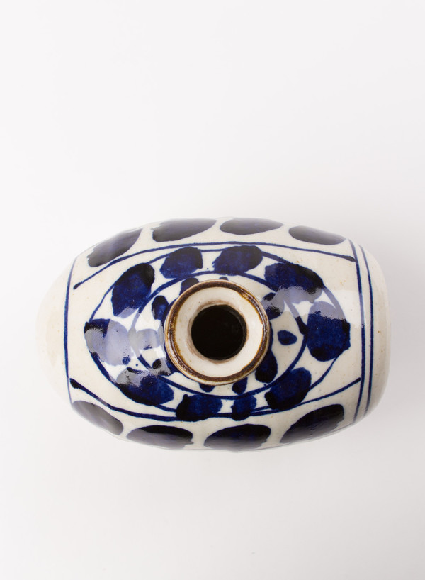 The Hill-Side Tawara Vase Blue and Natural Abstract Leaves The Hill-Side Tawara Vase Blue and Natural Abstract Leaves