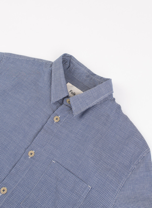 Men's Folk Tri Pocket Shirt Small Indigo Check Men's Folk Tri Pocket Shirt Small Indigo Check