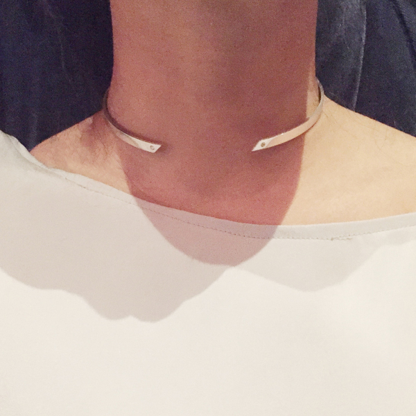 Tara 4779 Oblique Choker - Silver Tara 4779 Oblique Choker - Silver
