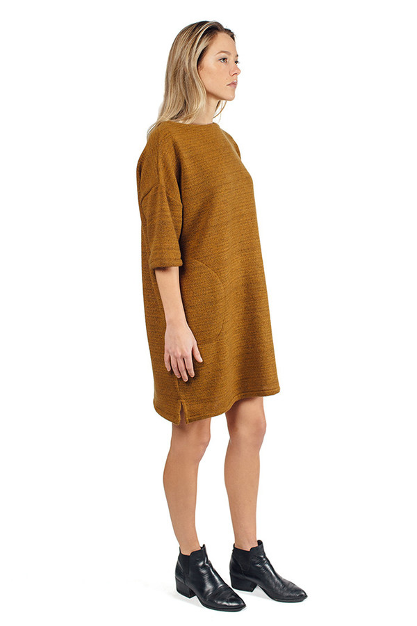 Priory Melli Dress Wool Boucle Mustard Priory Melli Dress Wool Boucle Mustard