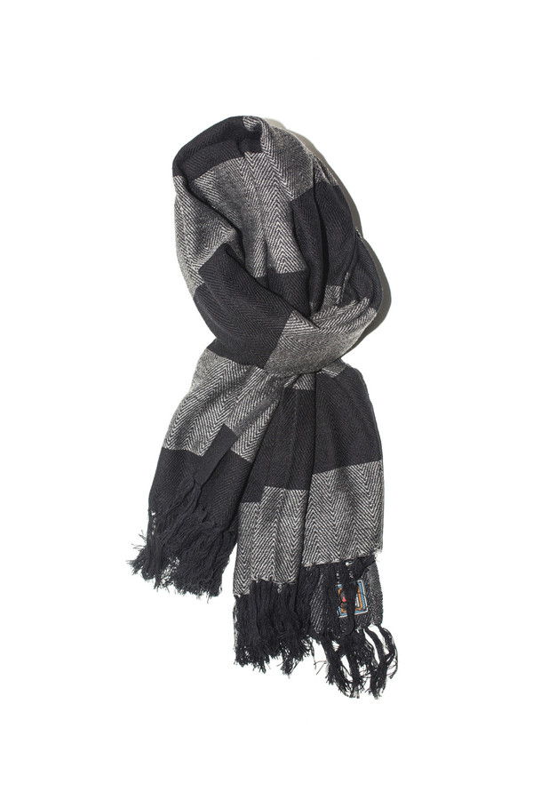 Men's Chamula Acrylic Stripe Scarf - Navy/Grey Men's Chamula Acrylic Stripe Scarf - Navy/Grey