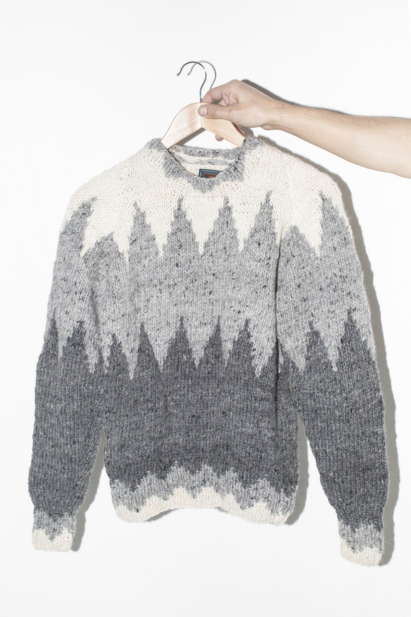 Men's Chamula Wool ZigZag Pullover - Pearl Grey Men's Chamula Wool ZigZag Pullover - Pearl Grey