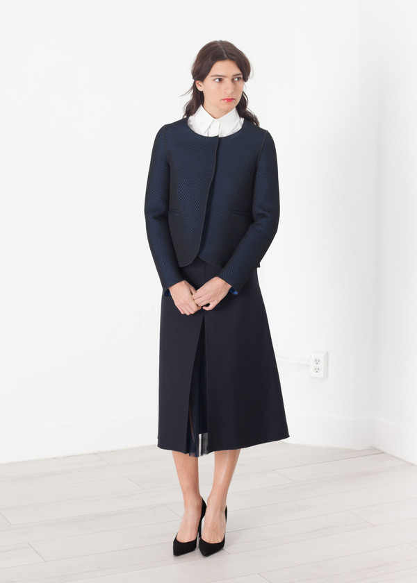 Hache Weave Jacket in Black/Blue Hache Weave Jacket in Black/Blue