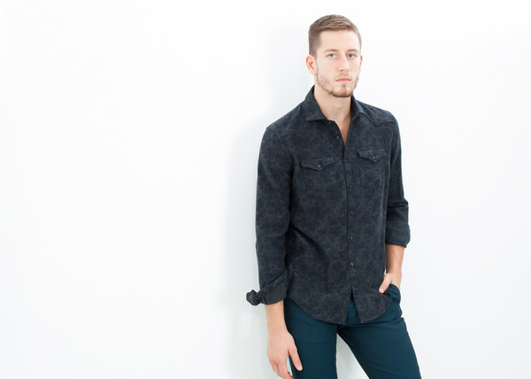 Men's Aglini Western Arkansas Button-Up in Dark Hash Floral Men's Aglini Western Arkansas Button-Up in Dark Hash Floral