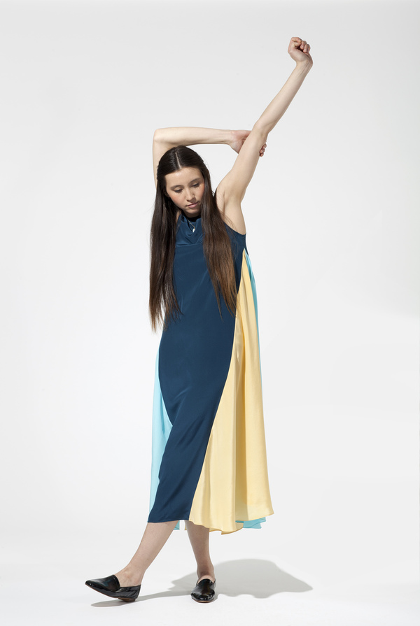 Carleen Multicolored Gore Midi Dress - Navy Carleen Multicolored Gore Midi Dress - Navy