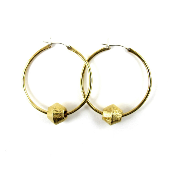 Laurel Hill Channel Hoops with Carved Beads Laurel Hill Channel Hoops with Carved Beads
