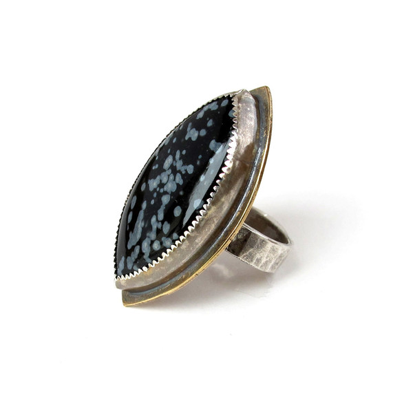 Laurel Hill Snowflake Obsidian Hex Ring Laurel Hill Snowflake Obsidian Hex Ring