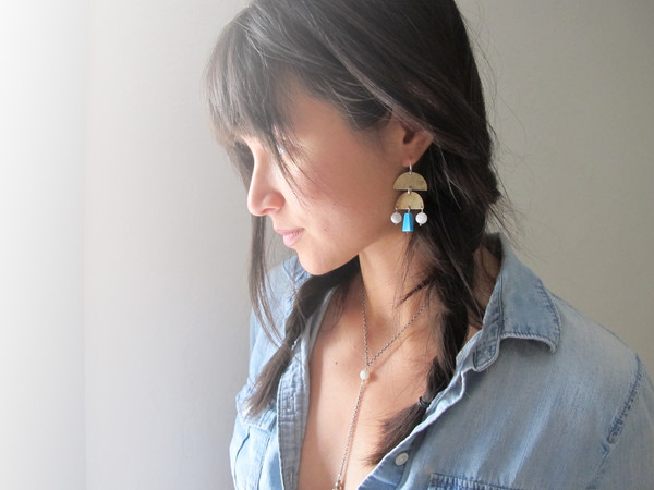 Laurel Hill Stone Veil Earrings // obsidian & gray spotted feldspar Laurel Hill Stone Veil Earrings // obsidian & gray spotted feldspar