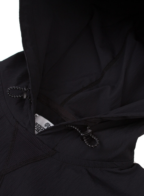 Men's Reigning Champ Woven Stretch Nylon Long Sleeve Pullover Hoodie Black Men's Reigning Champ Woven Stretch Nylon Long Sleeve Pullover Hoodie Black