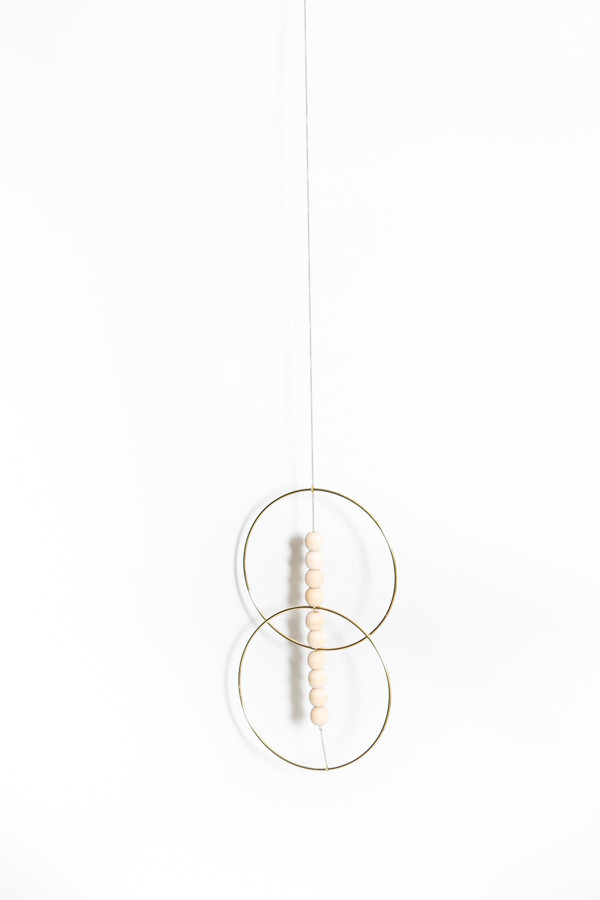 Sonadora In Love Brass and Wooden Bead Double Hoop Wall Art Sonadora In Love Brass and Wooden Bead Double Hoop Wall Art