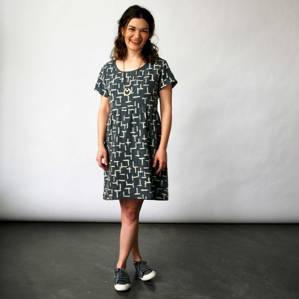 Make It Good- Gathered Tee Dress in Marine Summer Fern Make It Good- Gathered Tee Dress in Marine Summer Fern