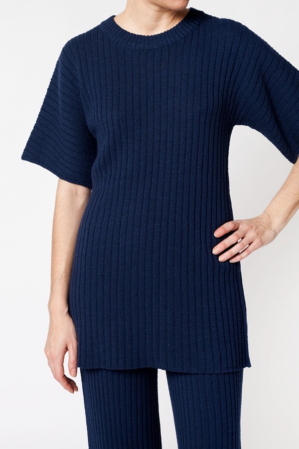 Creatures of Comfort Dropped Shoulder Ribbed Top - navy Creatures of Comfort Dropped Shoulder Ribbed Top - navy