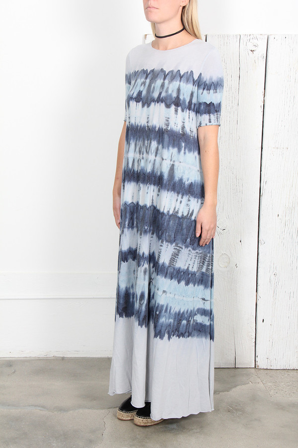 RAQUEL ALLEGRA BLUE TIE DYE JERSEY SHORT SLEEVE MAXI DRESS RAQUEL ALLEGRA BLUE TIE DYE JERSEY SHORT SLEEVE MAXI DRESS