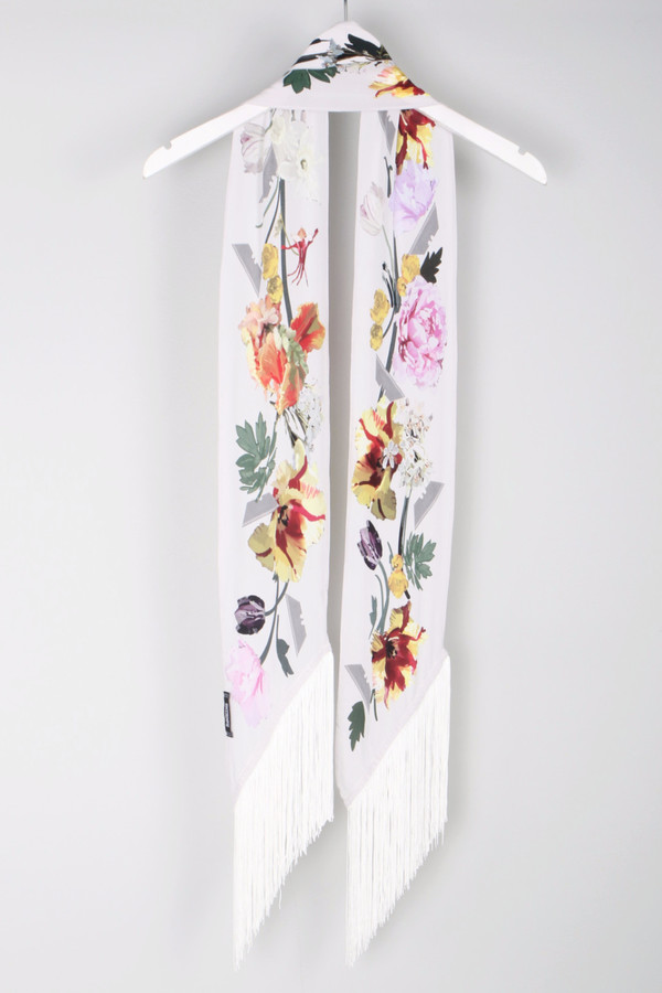 Rockins Flora Classic Skinny Ivory Scarf Rockins Flora Classic Skinny Ivory Scarf