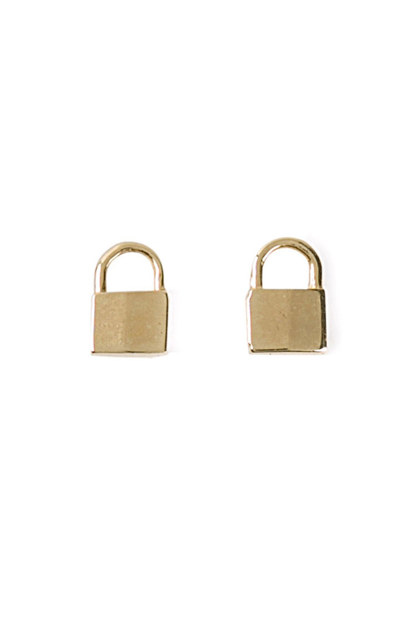 Lauren Klassen Tiny Padlock Earrings - Gold Lauren Klassen Tiny Padlock Earrings - Gold
